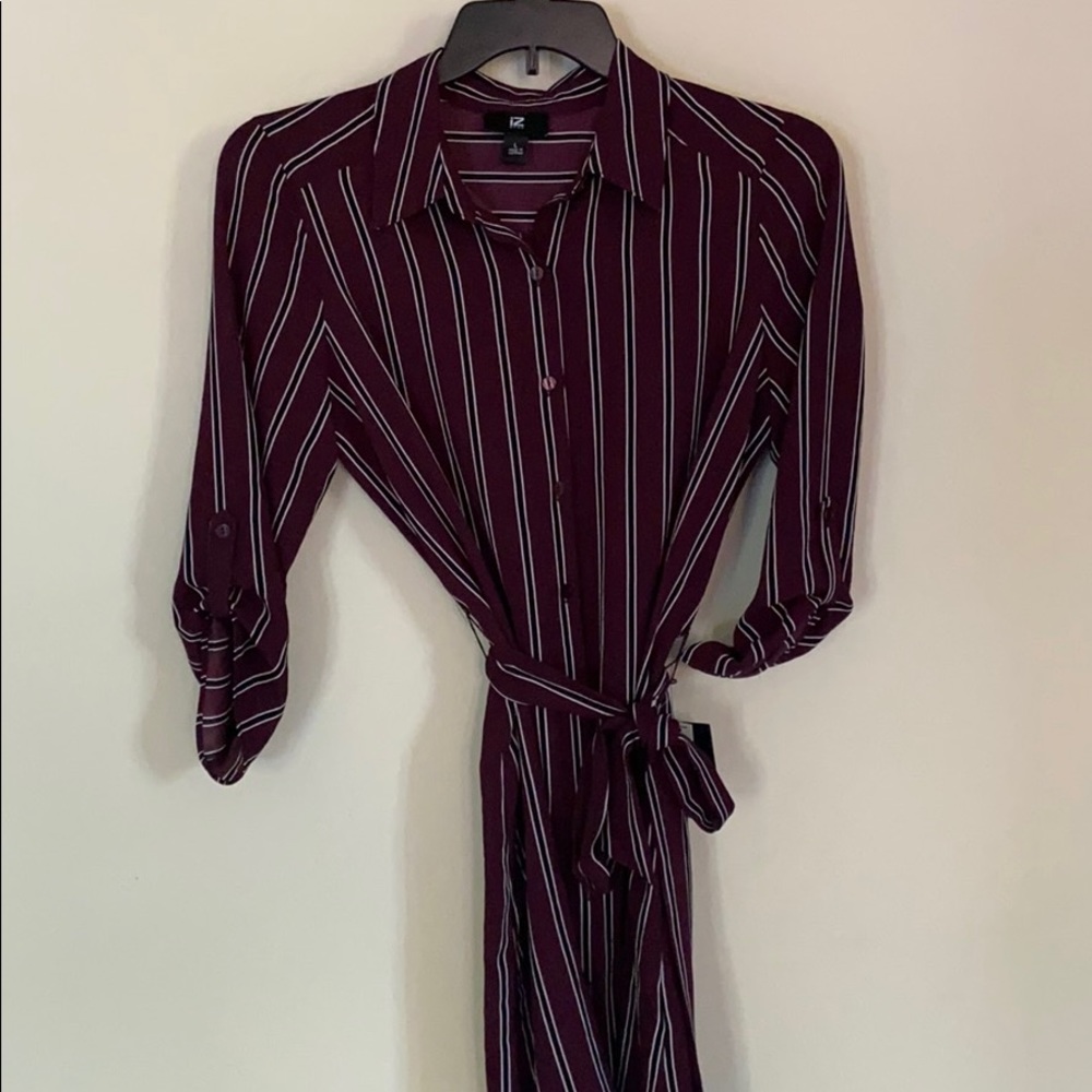 Burgundy button up dress